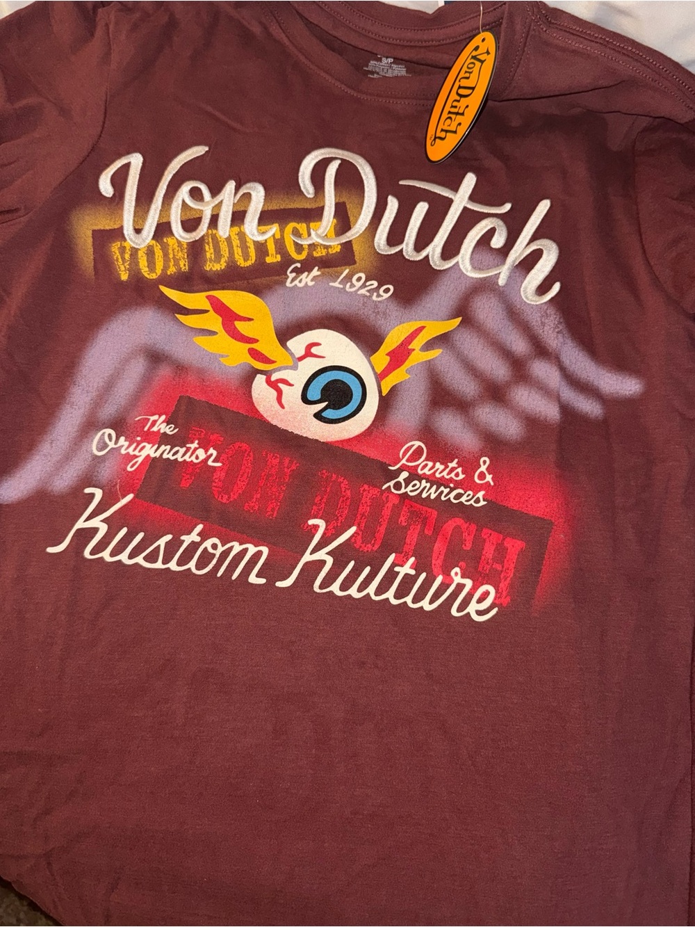 Von Dutch Kustom Kulture Graphic Tee - Burgundy